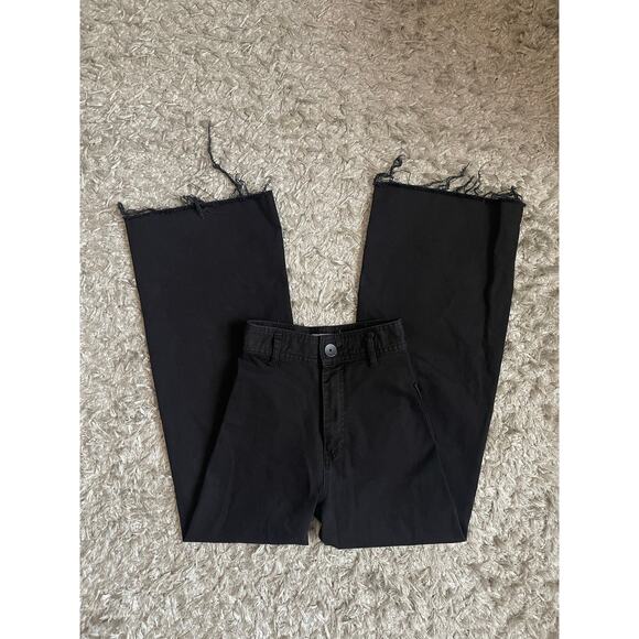 Zara Black Straight Leg Baggy Distressed Jeans Size 2 - Picture 2 of 8